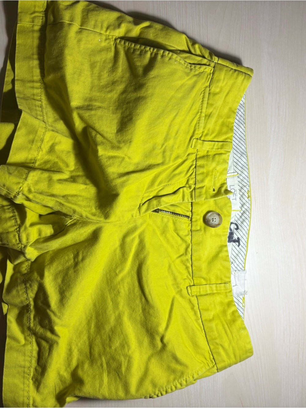 LOFT womens Bright Yellow Flat Front Cotton Shorts
